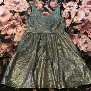 One Clothing Gold Metallic Sleeveless Dress - NWOT Size:L